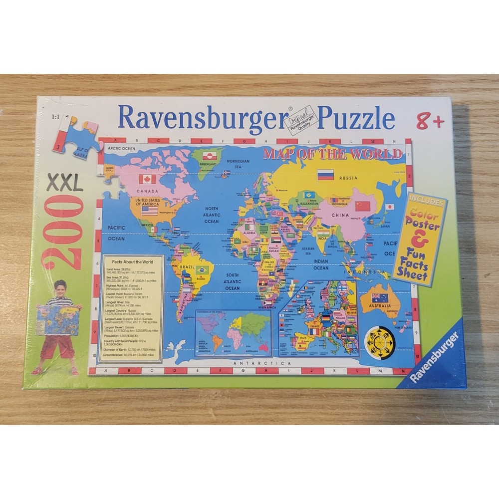 Ravensburger Map of the World 200 XXL Piece Jigsaw Puzzle 2005 Vintage New
